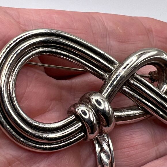 Erwin PEARL Signed Rope KNOT BROOCH Pin Mid Century Costume Jewelry - Picture 4 of 7